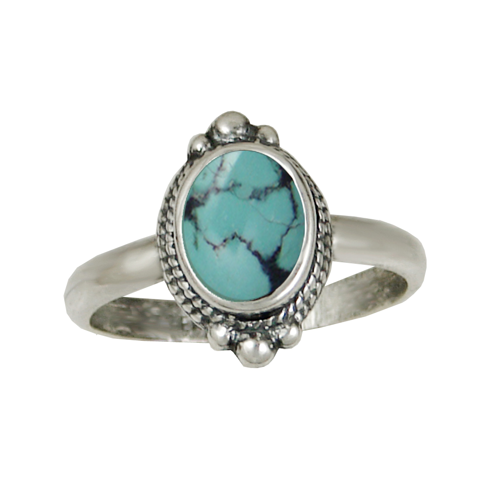 Sterling Silver Gemstone Ring With Chinese Turquoise Size 9